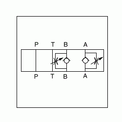 Zawór zwrotno-dławiący Parker FM2DDSVHT NG6 na A i B 80 l/min 350 bar