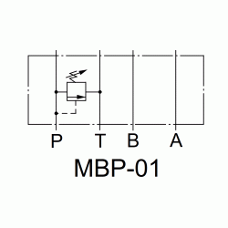 Zawór przelewowy Yuken MBP-01-H-70 NG6 P-T 60 l/min 350 bar zakres 70-210 bar